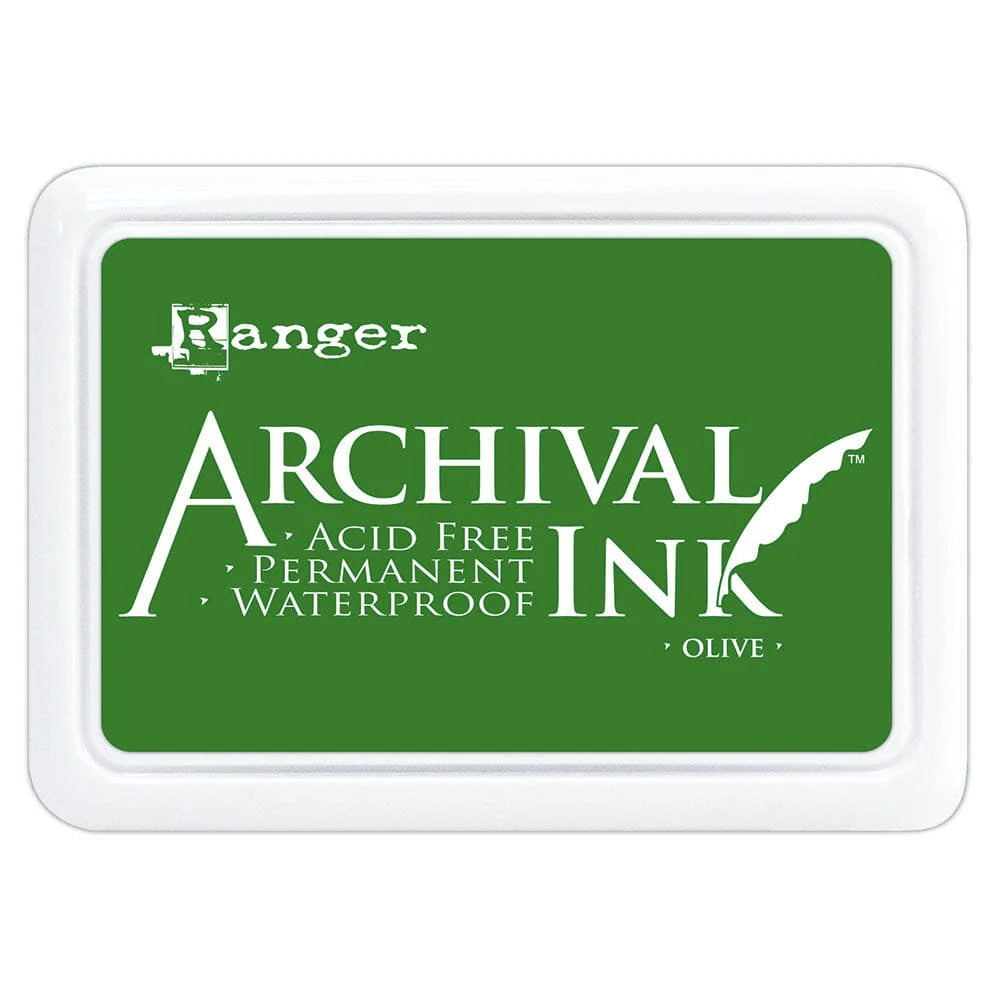Ranger Archival Ink Pad - Olive
Archival Inks™ provide lasting stamping results that are permanent on many surfaces. Get a crisp image that doesn't bleed over water-based inks, markers, acrylic paint, watercolors, and more. Pads can be easily re-inked with the coordinating Archival Ink Re-Inker.