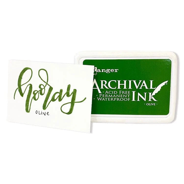 Ranger Archival Ink Pad - Olive
Archival Inks™ provide lasting stamping results that are permanent on many surfaces. Get a crisp image that doesn't bleed over water-based inks, markers, acrylic paint, watercolors, and more. Pads can be easily re-inked with the coordinating Archival Ink Re-Inker.