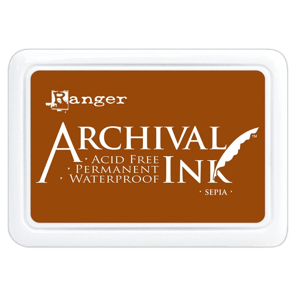 Ranger Archival Ink Pad - Sepia
Archival Inks™ provide lasting stamping results that are permanent on many surfaces. Get a crisp image that doesn't bleed over water-based inks, markers, acrylic paint, watercolors, and more. Pads can be easily re-inked with the coordinating Archival Ink Re-Inker.
