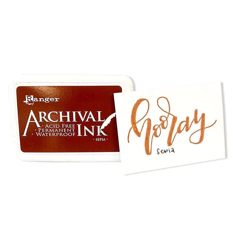Ranger Archival Ink Pad - Sepia
Archival Inks™ provide lasting stamping results that are permanent on many surfaces. Get a crisp image that doesn't bleed over water-based inks, markers, acrylic paint, watercolors, and more. Pads can be easily re-inked with the coordinating Archival Ink Re-Inker.
