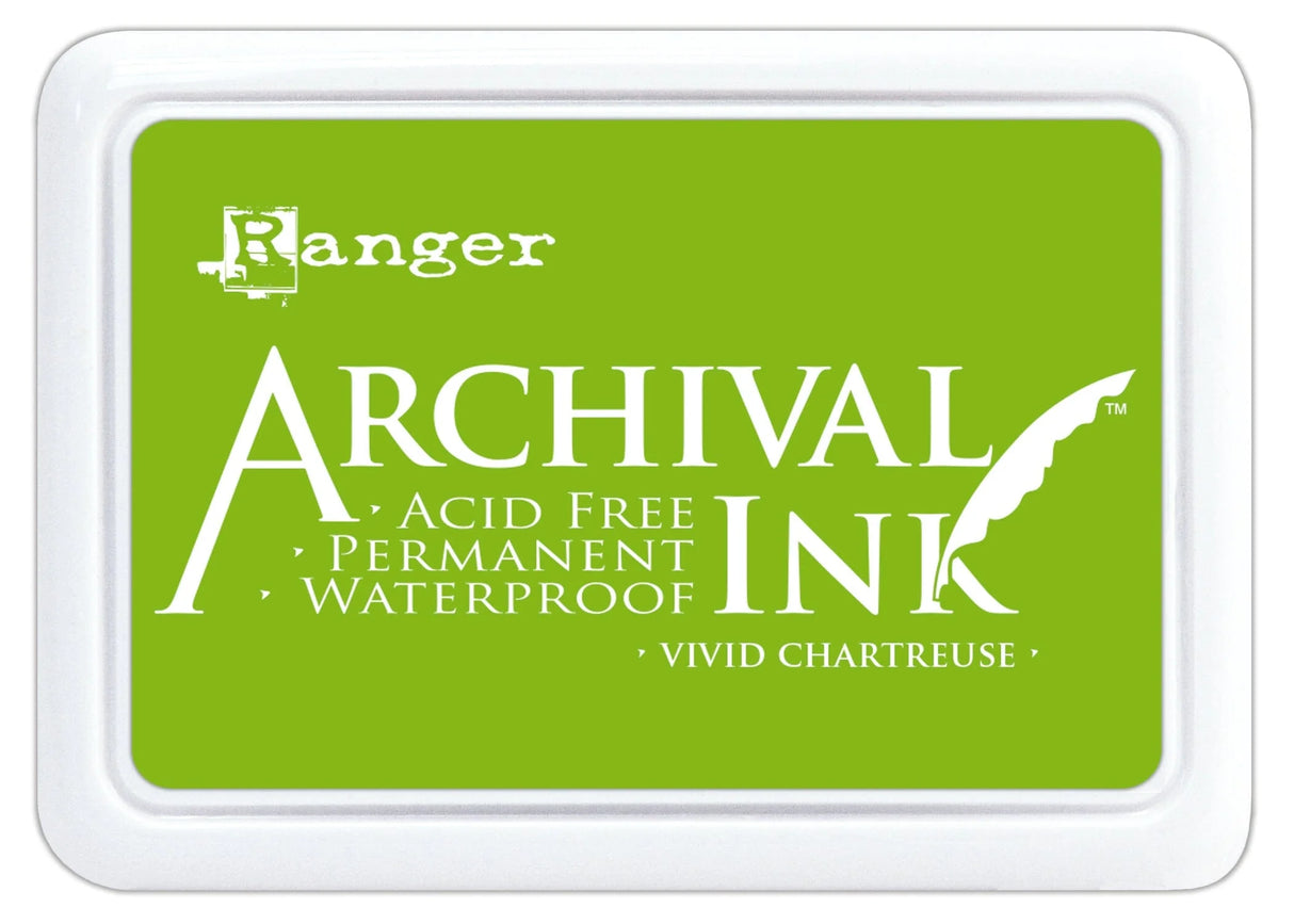 Ranger Archival Ink Pad - Vivid Chartreuse
Archival Inks™ provide lasting stamping results that are permanent on many surfaces. Get a crisp image that doesn't bleed over water-based inks, markers, acrylic paint, watercolors, and more. Pads can be easily re-inked with the coordinating Archival Ink Re-Inker.