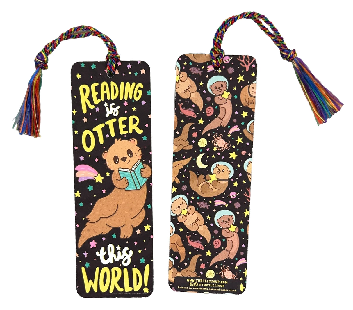 Hold your spot in style with our fun and funky bookmark collection! Whether you prefer romance, fantasy, or science fiction, our bookmarks will fit perfectly between the pages of your favorite novel.
π’ Bookmark is printed on sustainably-sourced premium ultra-thick card stock with soft-touch matte texture
π’ Unique design on the front and back
π’ Bookmark measures 2" x 6"
π’ Copyright Β© 2025 Turtle's Soup. All Rights Reserved.