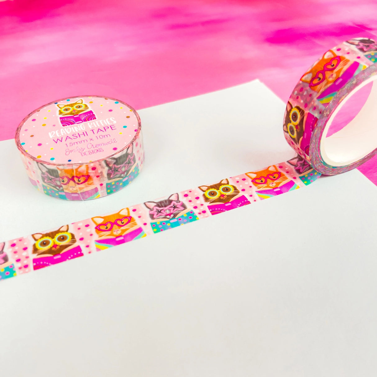 ✦ DETAILS ✦
Size: 15mm width x 10m length
Removable Washi Tape
Slightly Transparent
Features my hand drawn design as a repeat pattern