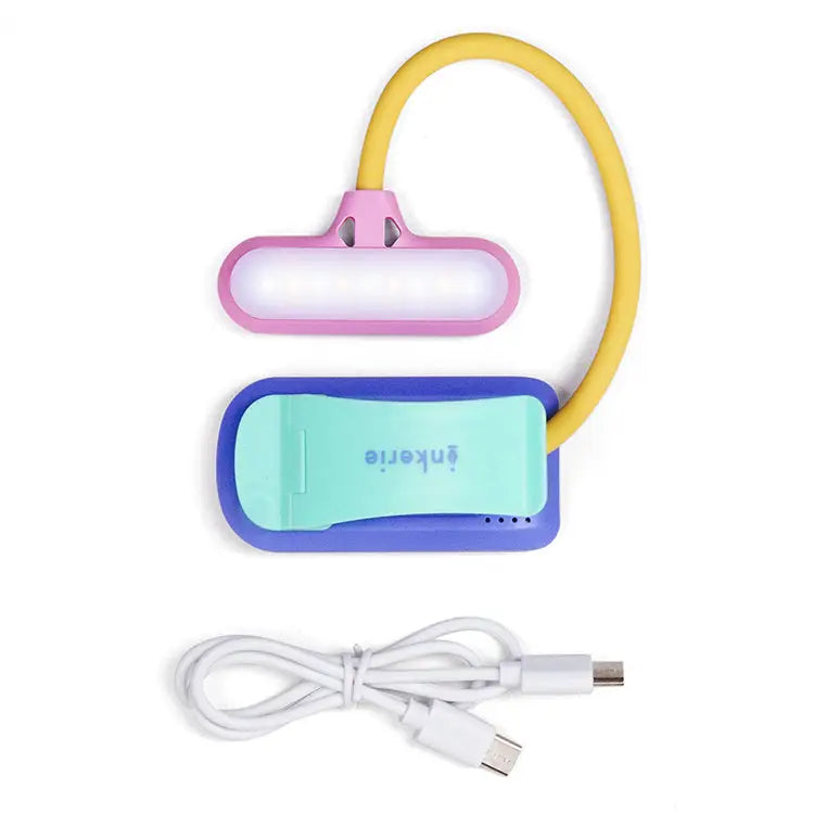 Rechargeable Led Book Light
Colorful book light clips most anywhere, including books, desks, and computers. It also features multiple light settings and a non-slip base.
USB -C charging cable included. 
