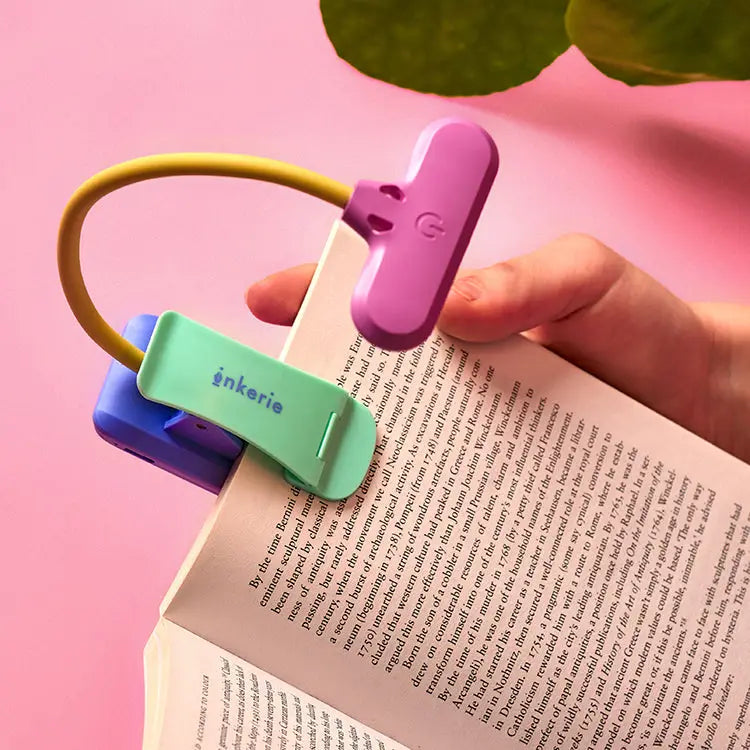 Rechargeable Led Book Light
Colorful book light clips most anywhere, including books, desks, and computers. It also features multiple light settings and a non-slip base.
USB -C charging cable included. 