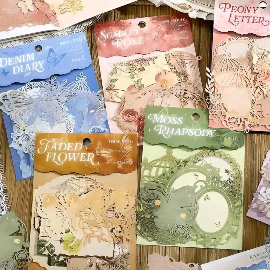 This vintage themed ephemera pack includes 10 pieces of cute paper materials in different color schemes! Each pack comes with pieces in 5 varying styles with 2 of each design.
These pieces make great card decoration, collage pieces, or additions to your journal spreads!
