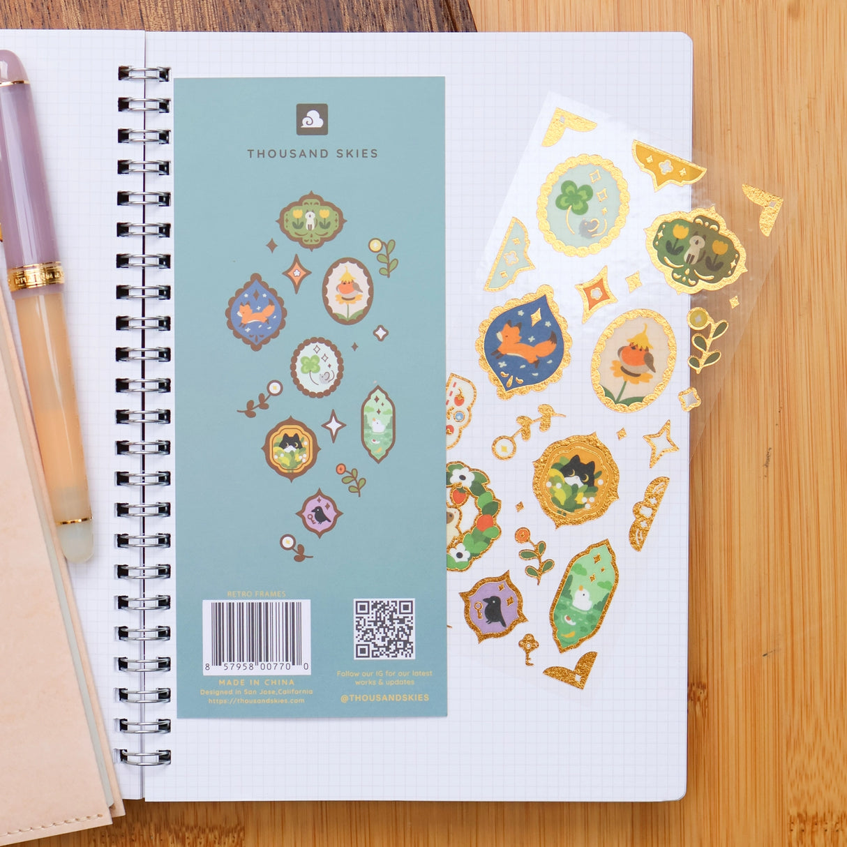 Retro Frames (Gold Foil) Washi Sticker Sheet
Cute decorative stickers for your journal and stationery collection!
Sticker Sheet: 6 x 3 inches
Sticker Sheet Package: 7 x 3 inches
Printed in China
Design © Thousand Skies