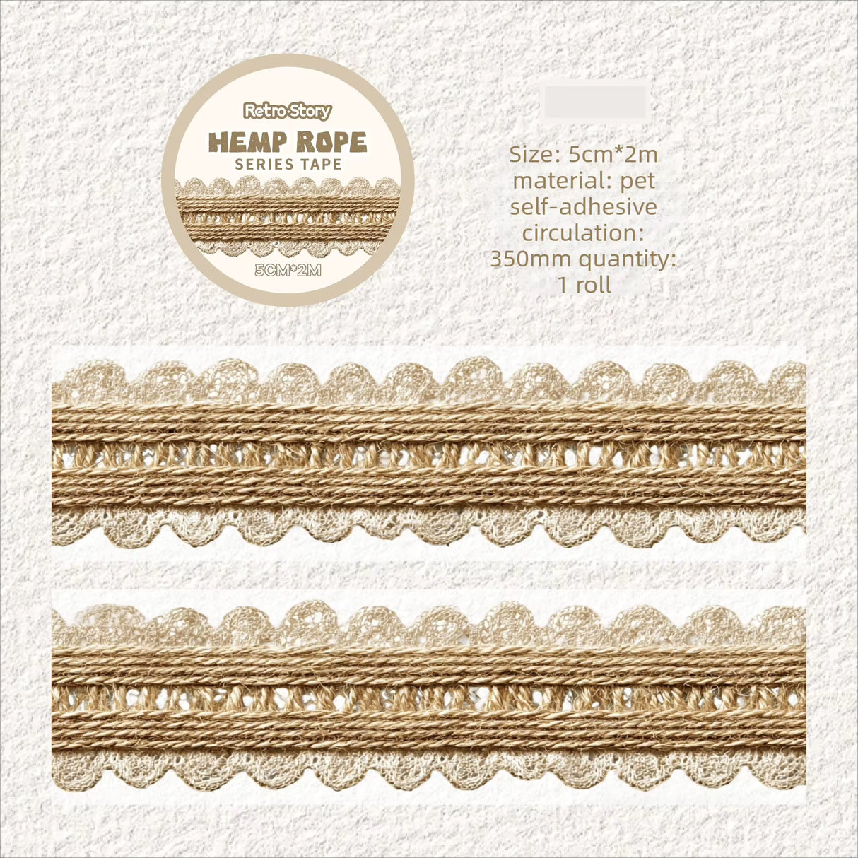 Add a cozy touch to your crafts with the Retro Story Hemp Rope Series Kiss Cut PET Tape. Each kiss‑cut piece is easy to peel and perfect for decorating journals, planners, pen‑pal letters, scrapbooks, and gifts. The soft vintage themed motifs give your pages a gentle, retro touch that feels both cute and calming.