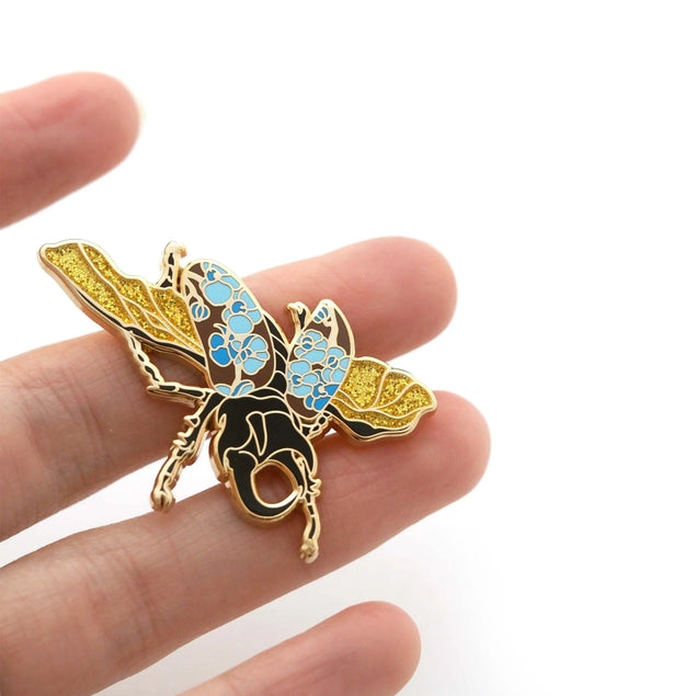 Rhinoceros Beetle Pin - Gold