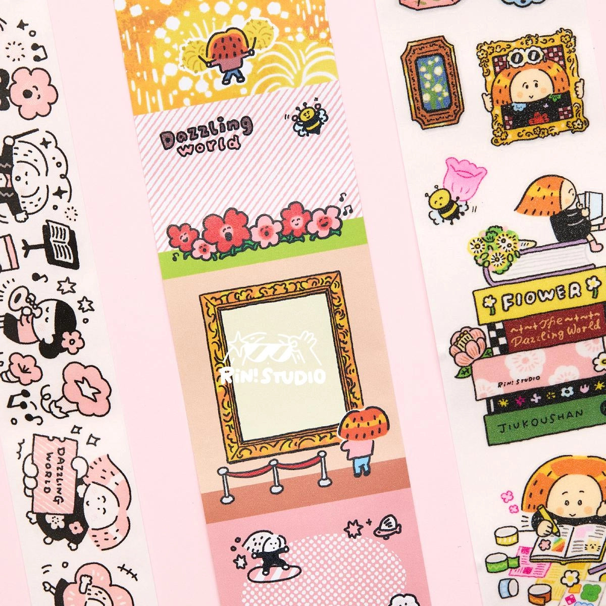 Bring a little sparkle to your notes. Our Dazzling World Writable Washi Tape features whimsical, light-catching illustrations on a smooth, writable surface - so you can jot down dates, labels, reminders, or tiny messages directly onto the tape.
Perfect for planners, journals, gift tags, and organizing with a touch of magic.
Write it. Stick it. Make it shine.
Choose from the following products
1. Washi Tape Full Loop
Materials:
Washi tape on release paper
SIZE:
Full roll: 45mm wide x 5m