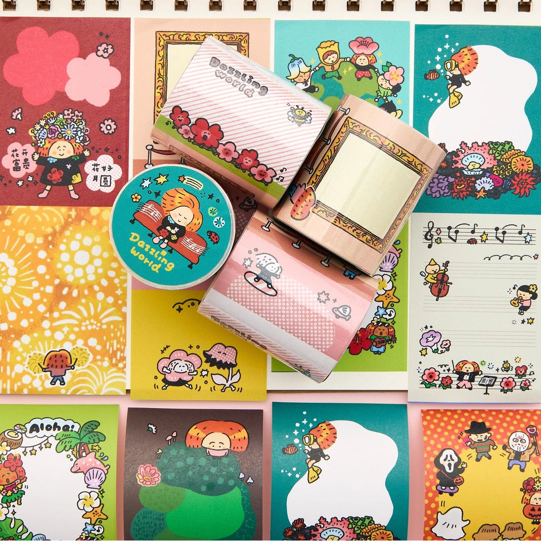 Bring a little sparkle to your notes. Our Dazzling World Writable Washi Tape features whimsical, light-catching illustrations on a smooth, writable surface - so you can jot down dates, labels, reminders, or tiny messages directly onto the tape.
Perfect for planners, journals, gift tags, and organizing with a touch of magic.
Write it. Stick it. Make it shine.
Choose from the following products
1. Washi Tape Full Loop
Materials:
Washi tape on release paper
SIZE:
Full roll: 45mm wide x 5m