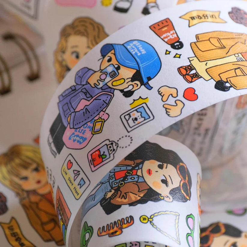 Volume 37:
Want to be a fashion ICON, here we bring you the <ootd a&w=""> category
Who doesn't like a fashion tea party with baby dolls? With the OOTD A&W category, we can finally have a tea party in our journal in the cold weather! Be your own designer to shine on your own fashion tea party!
Materials: Washi tape on release paper</ootd>