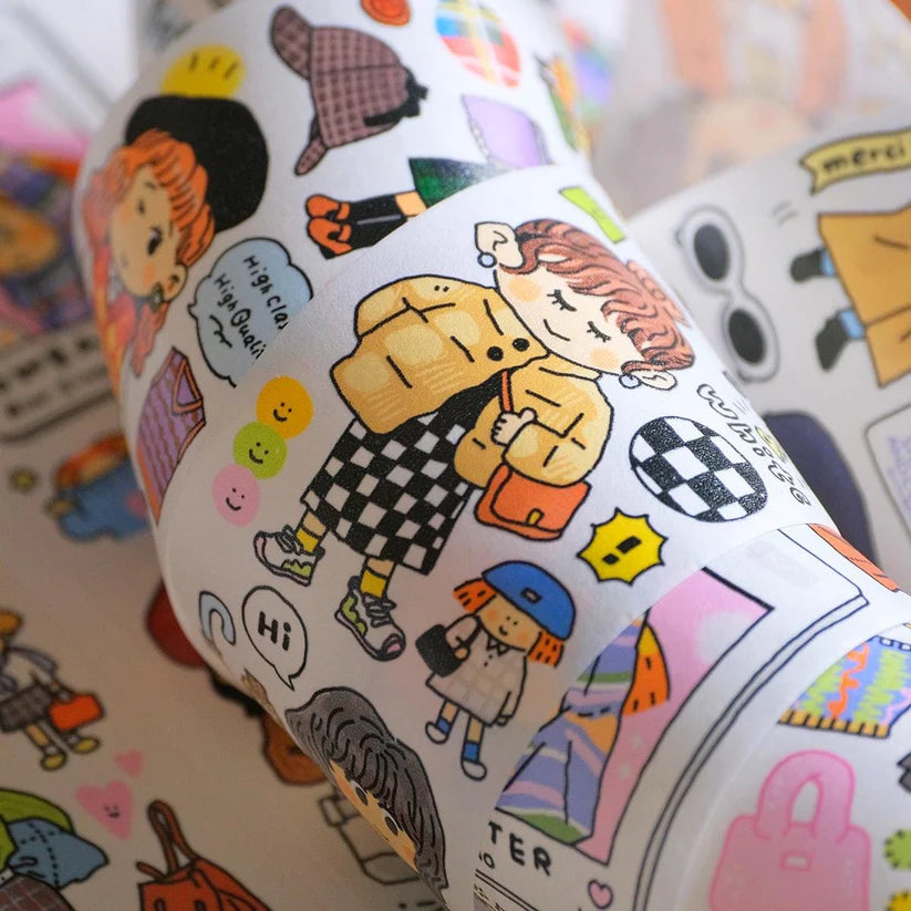 Volume 37:
Want to be a fashion ICON, here we bring you the <ootd a&w=""> category
Who doesn't like a fashion tea party with baby dolls? With the OOTD A&W category, we can finally have a tea party in our journal in the cold weather! Be your own designer to shine on your own fashion tea party!
Materials: Washi tape on release paper</ootd>