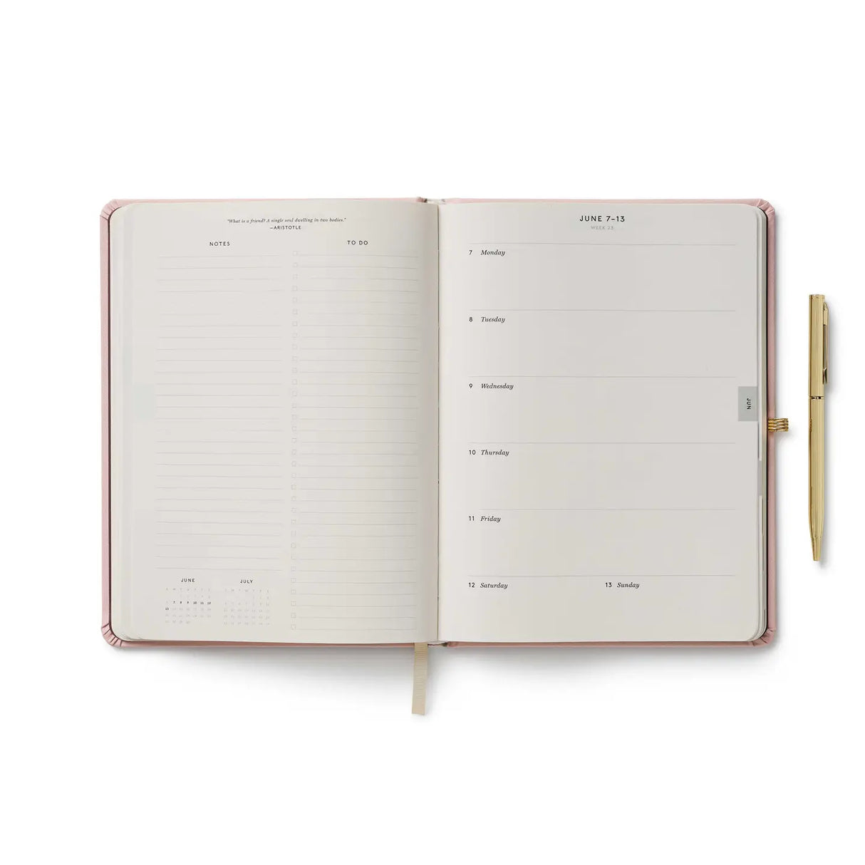 Spanning January 2027 to December 2027, this hardcover planner is framed in our charming Paisley print with a foil-stamped year, and an elastic closure. In addition to weekly and monthly views, the interior includes space for weekly notes and to-dos, a list of celebrations, a pocket folder for storage, and a gold pen.
DETAILS
Printed in full color with foil stamped year
Book cloth wrapped hardboard cover
January 2027-December 2027
Monthly and weekly views
Space for notes and to-dos each week
List of celeb