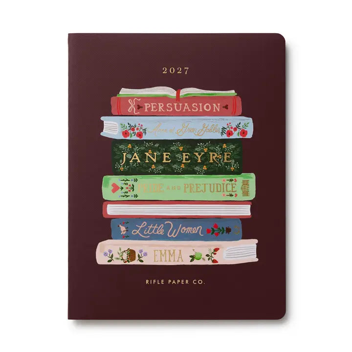 In a lightweight format with thread-stitched binding, our monthly planners allow you to see the entire month at a glance. Each spread features roomy pages with space to write important dates, engagements, and notes.
DETAILS
Printed in full color and foil stamped
Canvas cover paper with white text paper interior
January 2027-December 2027
Monthly page views, sections for important dates, and contacts
Thread-stitch binding
7.75" W x 9.75" L