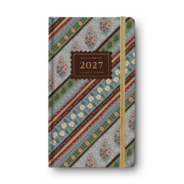 Great things come in small formats. The smallest planner in our lineup, our pocket planner features a hard, fabric-wrapped cover, monthly and bi-weekly page views, sections for important dates, and notes.
DETAILS
Printed in full color with foil stamped year
Book cloth cover with white text paper interior
January 2027-December 2027
Monthly and bi-weekly page views
Sections for important dates and notes
Illustrated interior pockets for storage
Fabric wrapped hardboard
Gold elastic band
3.8" W x 6.375" L
