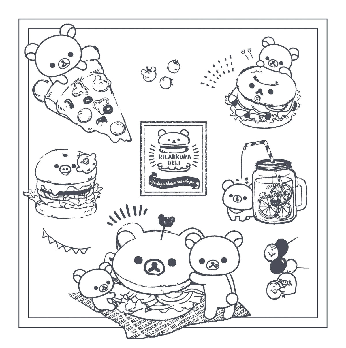 Join the lazy bear Rilakkuma and friends for an adorable coloring adventure full of sweet and savory treats, from berries and cakes to hamburgers and pizza. This book is one of the first in a new series of officially licensed Rilakkuma coloring books!
Rilakkuma, meaning “bear in relaxed mode,” is beloved worldwide for its irresistible kawaii cuteness. Now, for the first time, you can collect a series of cute and cozy coloring books featuring Rilakkuma, Korilakkuma, Chairoikoguma, Kiiroitori, and friends. T