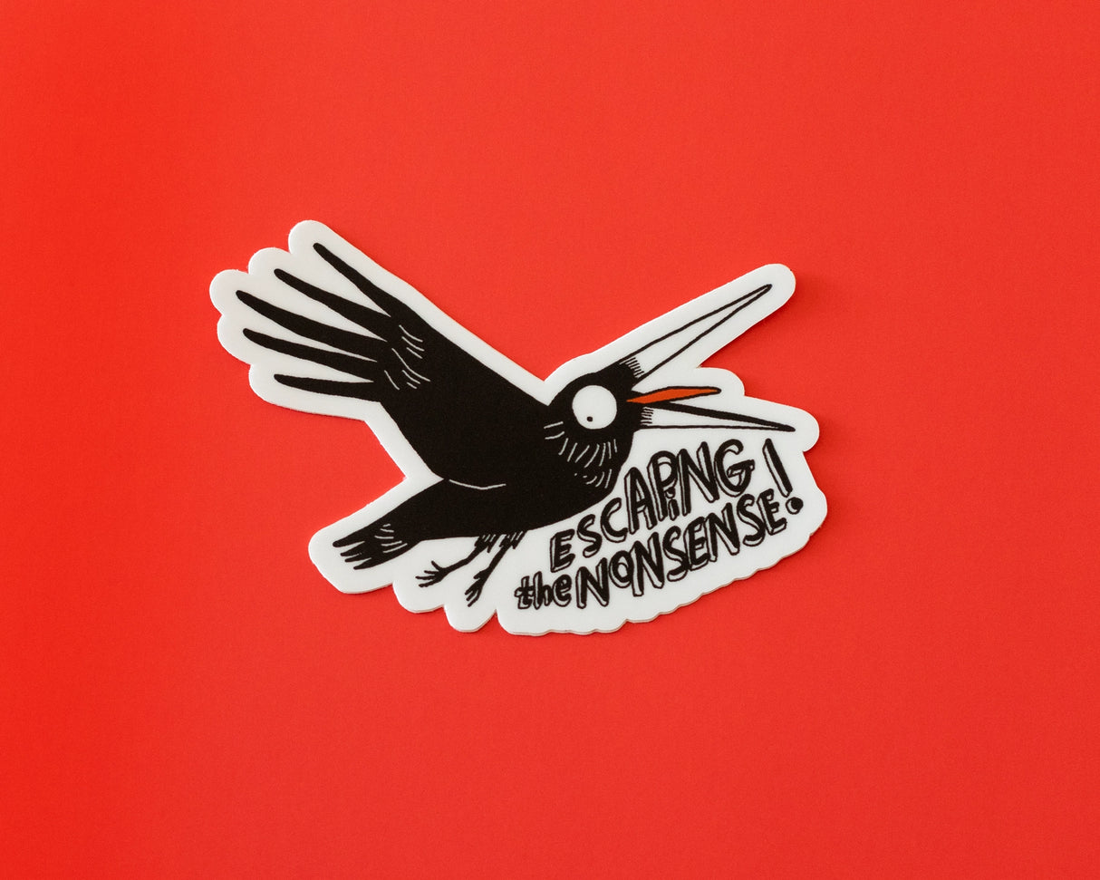 A bold, expressive crow sticker for anyone trying to escape the chaos. This high-quality vinyl sticker features an original illustration with a dark sense of humor—perfect for laptops, water bottles, notebooks, and sketchbooks.
🌟 Key Features:
• Dimensions: 2.3 x 3 inches
• High-quality vinyl material
• Waterproof and weather-resistant
• Ideal for personalizing any surface