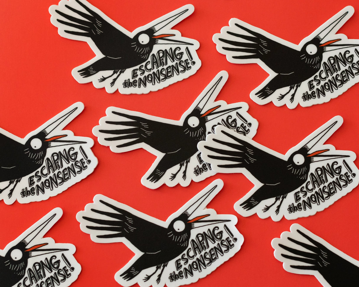 A bold, expressive crow sticker for anyone trying to escape the chaos. This high-quality vinyl sticker features an original illustration with a dark sense of humor—perfect for laptops, water bottles, notebooks, and sketchbooks.
🌟 Key Features:
• Dimensions: 2.3 x 3 inches
• High-quality vinyl material
• Waterproof and weather-resistant
• Ideal for personalizing any surface
