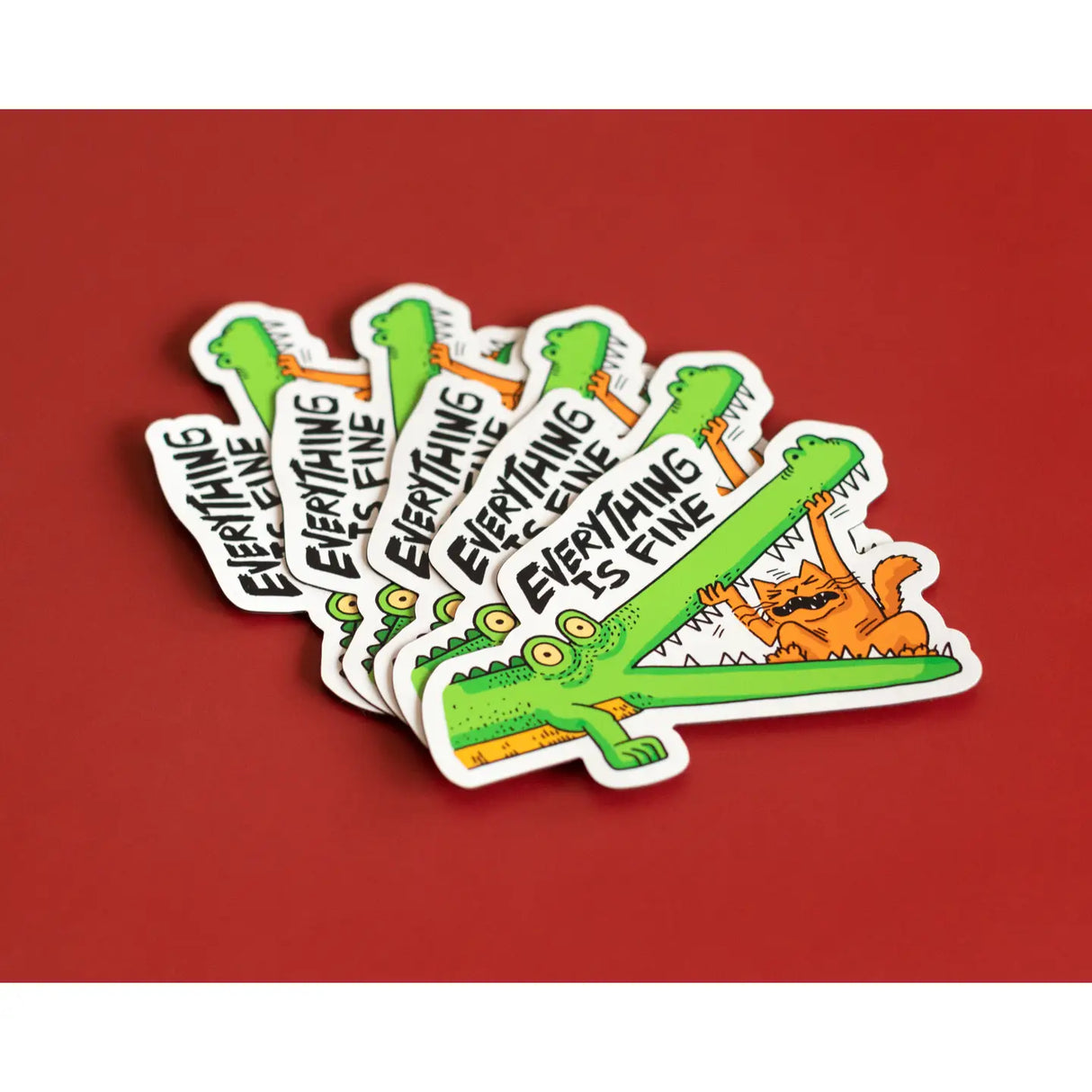 Add a dash of humor to your belongings with our 'Everything is Fine Crocodile' sticker. This 3x2.3 inches vinyl sticker features a hilarious scene of a cat trapped in a crocodile's jaws with the reassuring message 'Everything is Fine.' Perfect for anyone with a quirky sense of humor, this durable, waterproof sticker is ideal for decorating your laptop, water bottle, notebook, or car.
🌟 Key Features:
• Dimensions: 2.3 x 3 inches
• High-quality vinyl material
• Waterproof and weather-resistant
• I