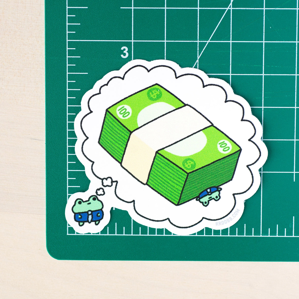 Dream of bigger monies.
Printed on premium, durable weatherproof vinyl. Great for planners, bullet journals, laptop, water bottles, anywhere!
This is a 3 x 2.75" sticker.