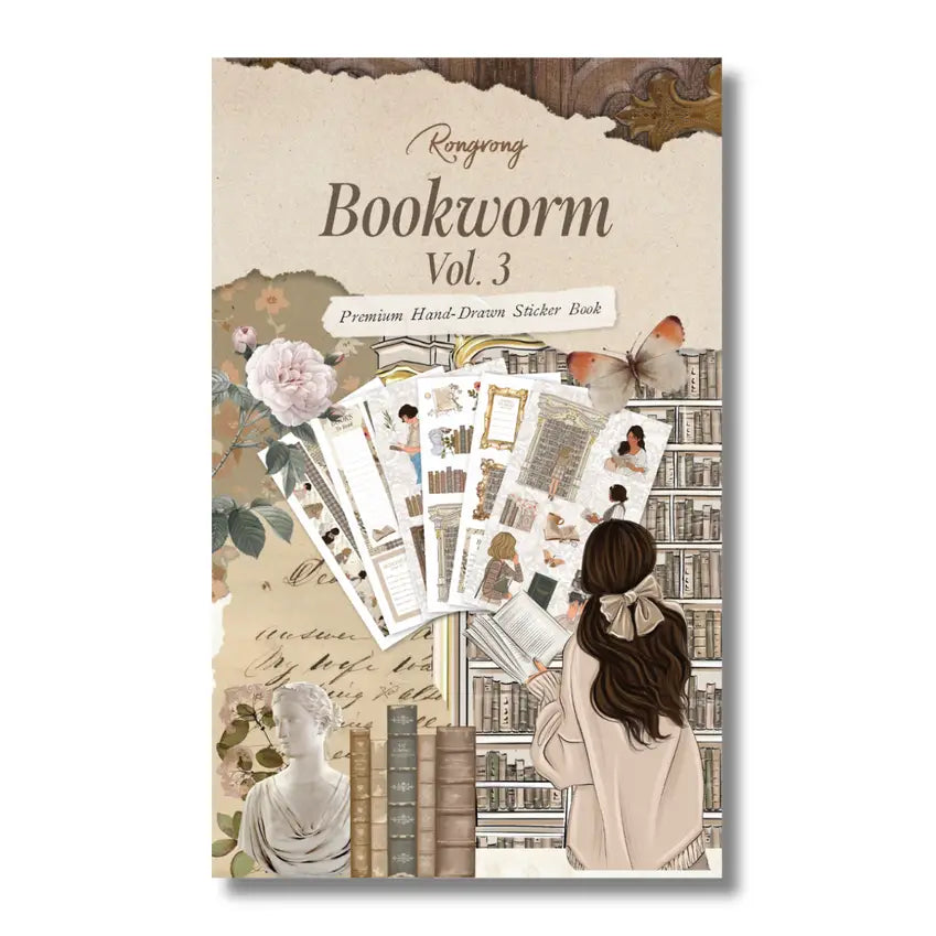Immerse yourself in the light academia aesthetic, where the beauty of reading and the elegance of learning are romanticized. "Rongrong's Bookworm Vol. 3" is more than just a sticker book; it's an invitation to romanticize your life and reading habits, to find joy in the quiet moments spent between the pages of a book.
This sticker pack has 24 pages of hand-drawn planner stickers including:
12 pages of functional paper planner stickers
12 pages of transparent decorative stickers