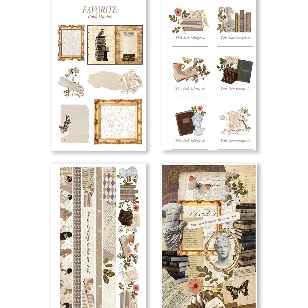 Immerse yourself in the light academia aesthetic, where the beauty of reading and the elegance of learning are romanticized. "Rongrong's Bookworm Vol. 3" is more than just a sticker book; it's an invitation to romanticize your life and reading habits, to find joy in the quiet moments spent between the pages of a book.
This sticker pack has 24 pages of hand-drawn planner stickers including:
12 pages of functional paper planner stickers
12 pages of transparent decorative stickers