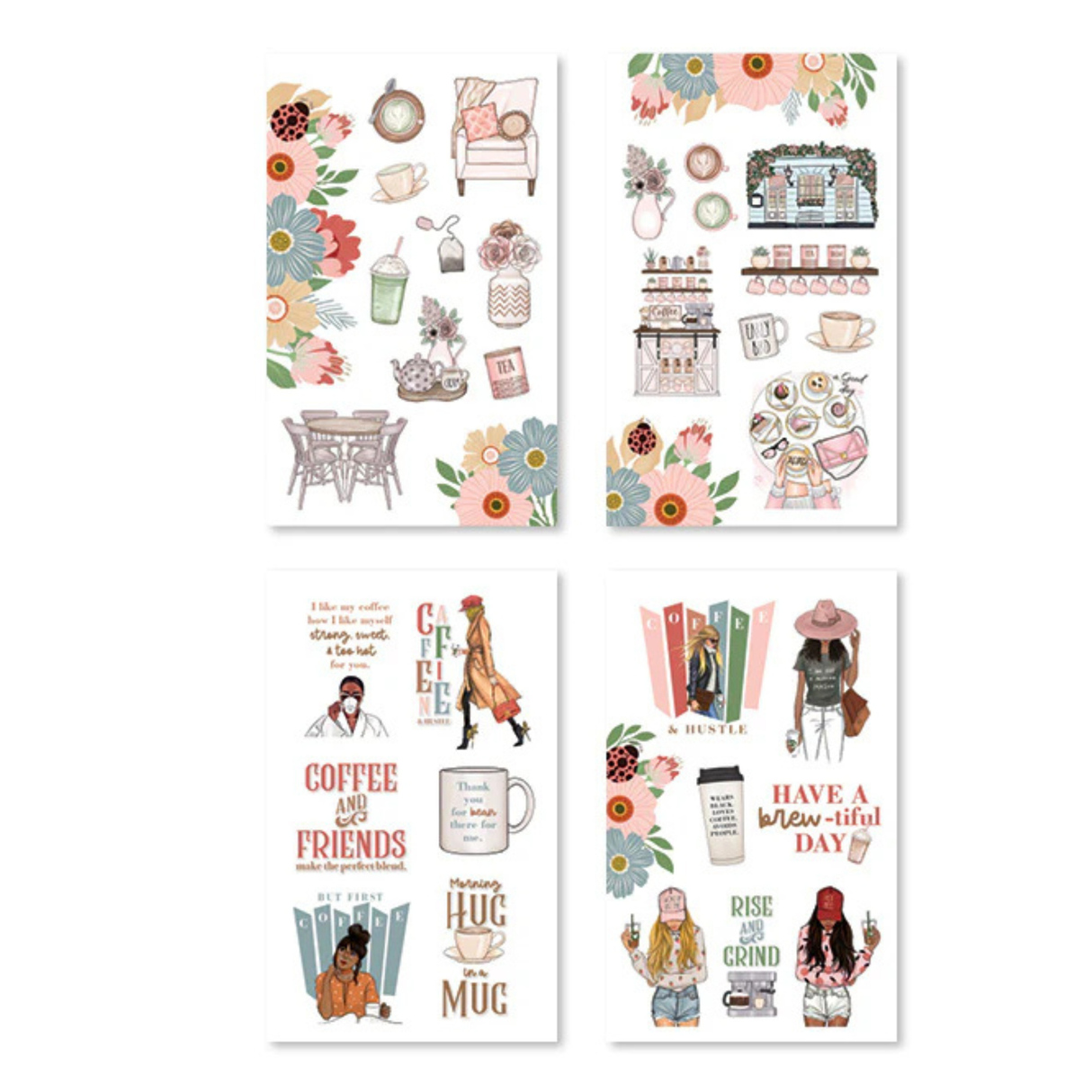 Rongrong Sticker Book - Coffee Queen
Get ready to wrap yourself in a warm hug with every sip of coffee! Introducing the Coffee Queen sticker book by Rongrong DeVoe. ☕️
Filled with 24 pages of premium hand-drawn stickers featuring adorable coffee lover fashion illustrations. From functional appointment trackers to cute coffee shop settings, this sticker book has it all. 😍
Show your love for the world's best drink and decorate your planner or notebook with these gorgeous stickers. Don't wait, grab your co