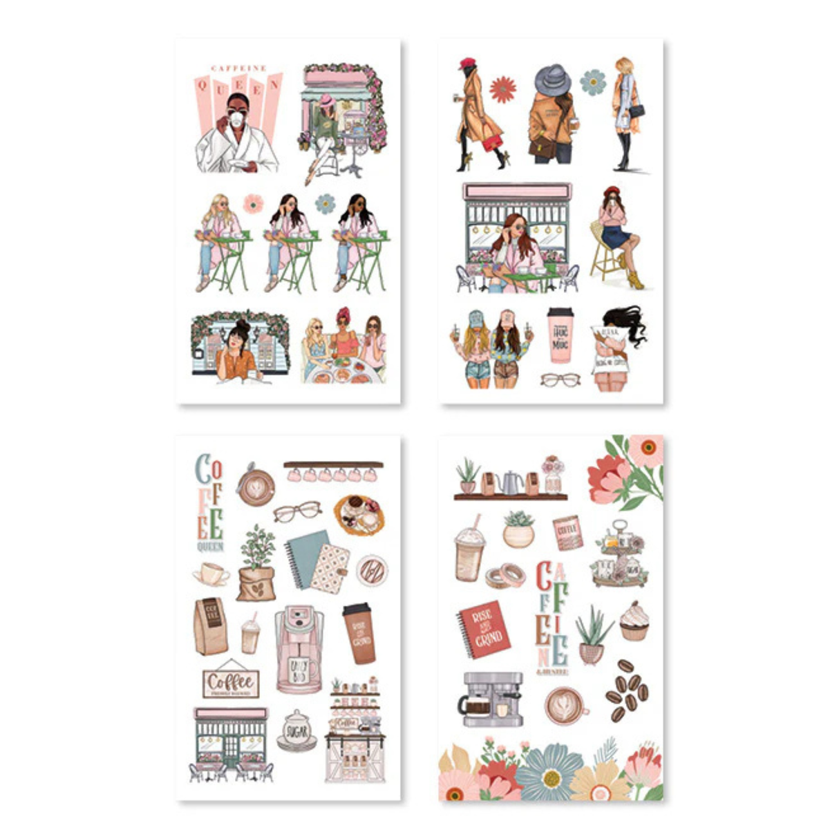 Rongrong Sticker Book - Coffee Queen
Get ready to wrap yourself in a warm hug with every sip of coffee! Introducing the Coffee Queen sticker book by Rongrong DeVoe. ☕️
Filled with 24 pages of premium hand-drawn stickers featuring adorable coffee lover fashion illustrations. From functional appointment trackers to cute coffee shop settings, this sticker book has it all. 😍
Show your love for the world's best drink and decorate your planner or notebook with these gorgeous stickers. Don't wait, grab your co