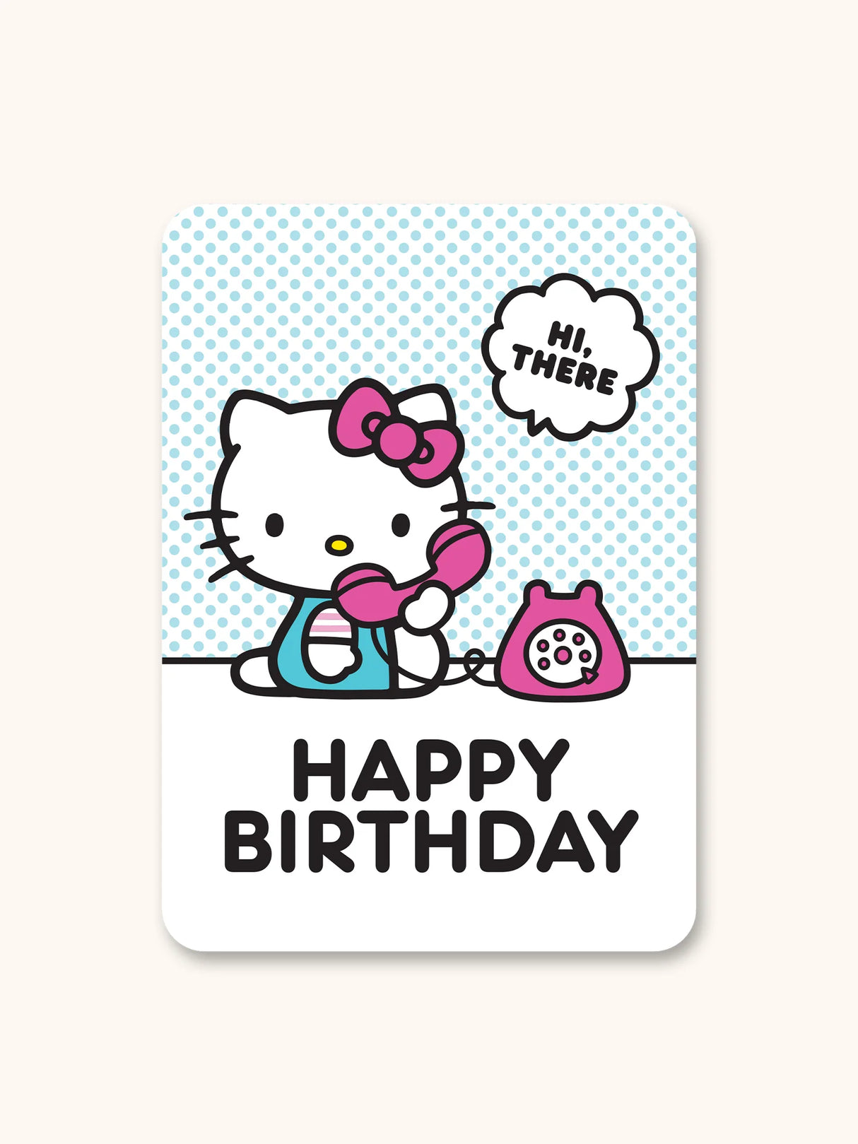 Hello Kitty Telephone Blue Happy Birthday Deluxe Greeting Card