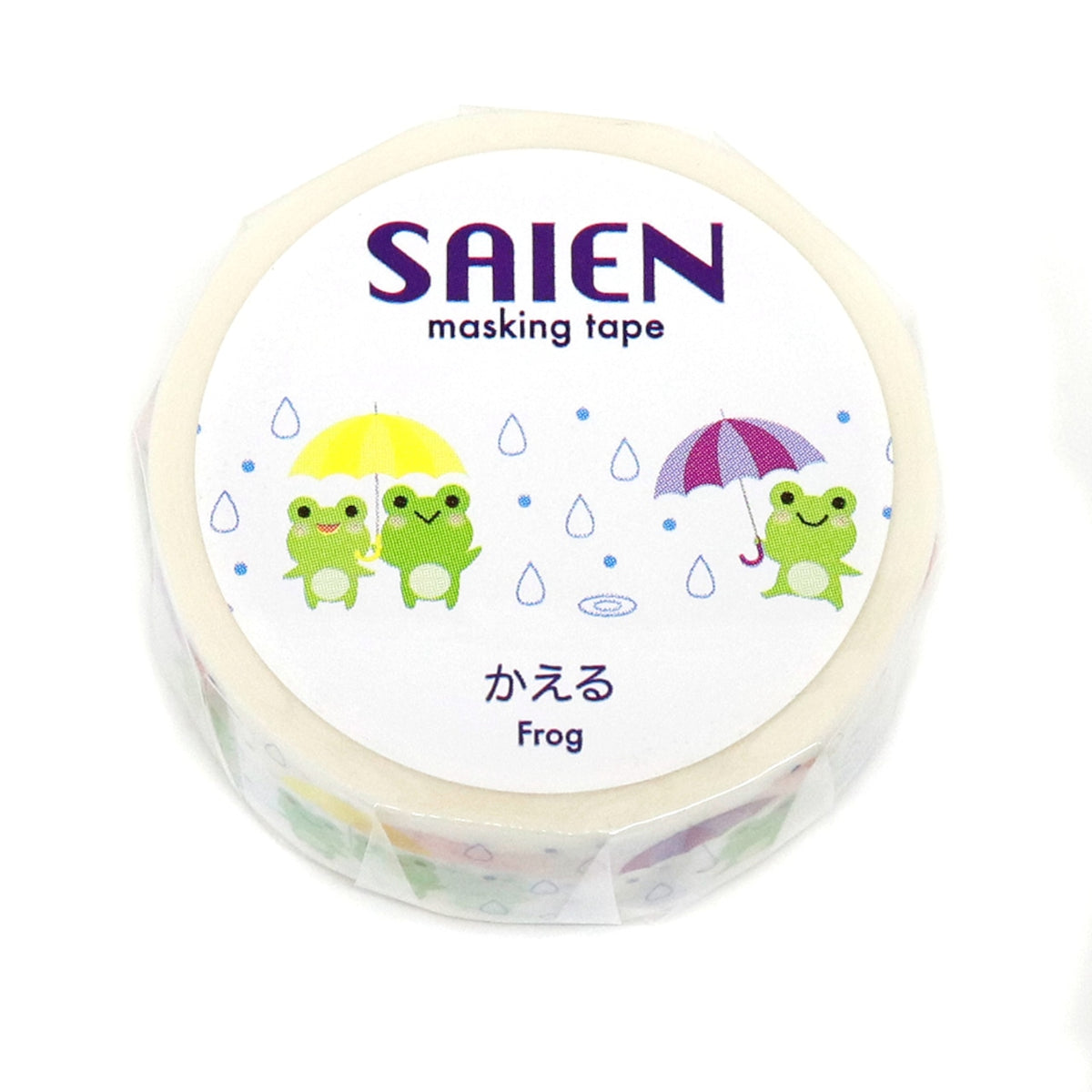 SAIEN - Frog Washi Tape
Embrace the rain with this washi tape featuring frogs dancing in the rain. These charming frogs are sure to add a touch of fun to your journals, planners, and craft projects.
Size approx. 15mm x7m
Country of manufacture: Japan
Material / component: Paper