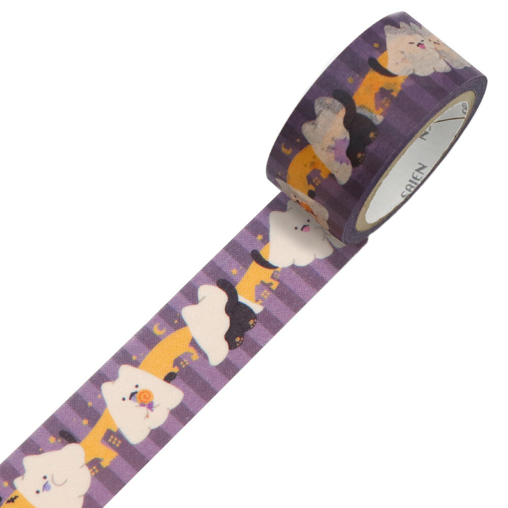 The translucent Japanese paper gives each motif a gentle glow, making the design feel like a tiny nighttime adventure.
Sized at 20mm × 7m, it’s perfect for decorating journals, planners, treat bags, party invites, and October happy mail. A playful ribbon of Halloween magic, cute enough to charm, spooky enough to delight.