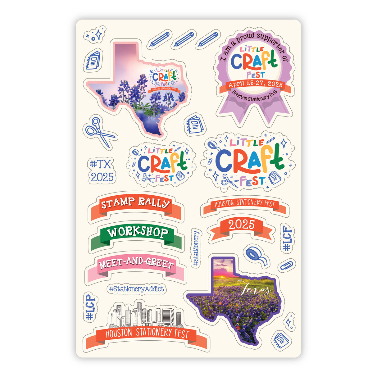 Houston Stationery Fest 4x6 Vinyl Sticker Sheet
