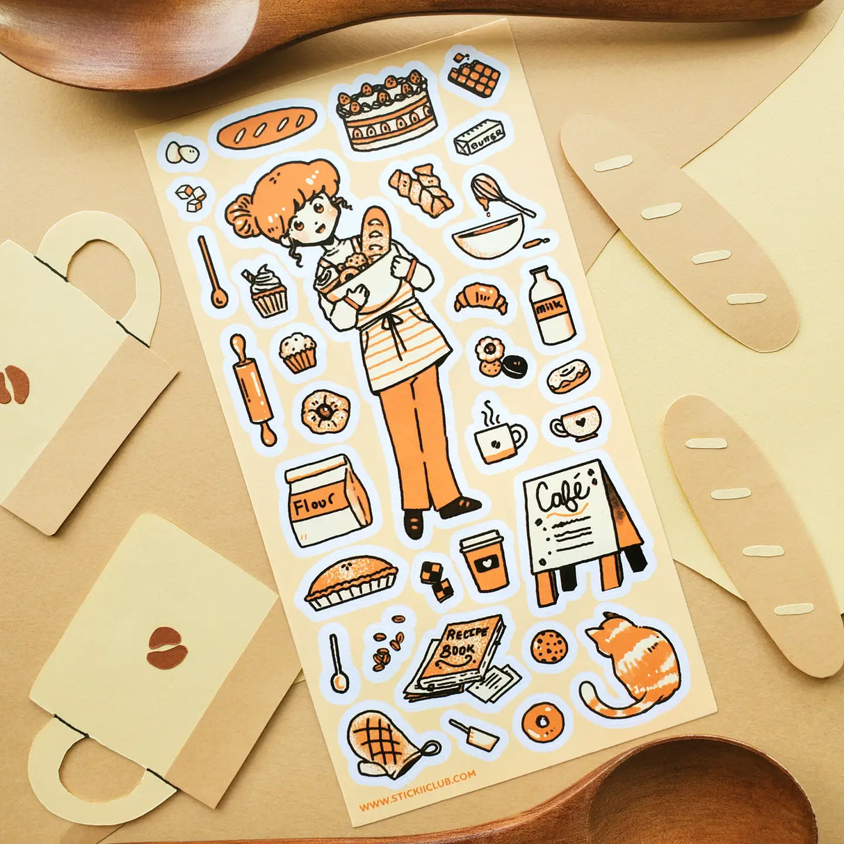 🥐☕️ Spend a cozy day at the bakery with this charming sheet, where fresh loaves, sweet treats, and warm cups of coffee await! From mixing batter and rolling dough to sneaking a quiet break with something delicious, it’s all about the simple joys of baking.
Top Coating: None
Adhesive Layer: PVC (plastic)
Backing Layer: Clear PET
6.69" x 3.54".
Weight - 0.03lbs.
1 sheet included 