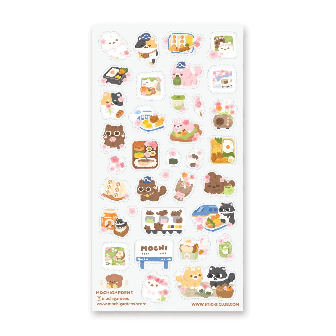 STICKII - Blooming Bento Day Sticker Sheet
🌸🍱 @mochigardens’ sweet kitties are enjoying a dreamy spring picnic in Japan, filled with cherry blossoms, yummy bento boxes, and kawaii snacks at every stop. From rolling through town on little trains to sharing mochi, matcha treats, and beautifully packed lunches, these cuddly kitties know how to savor the season. Art by: @mochigardens
Top Coating: None
Adhesive Layer: Paper
Backing Layer: Paper
6.69" x 3.54".
Weight - 0.03lbs.
1 sheet included 