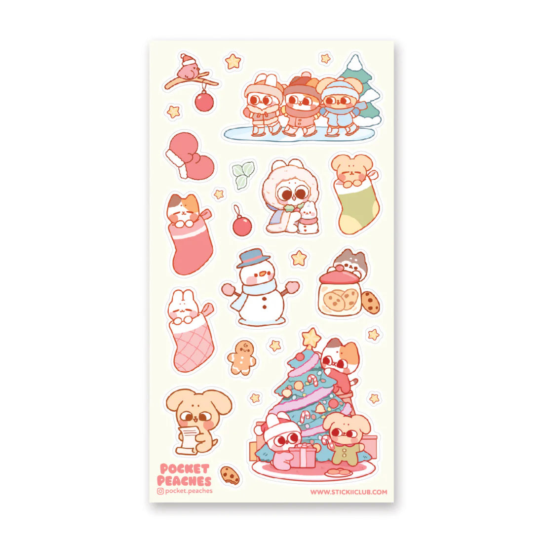 STICKII - Christmas Cuties Sticker Sheet
It doesn’t get much cuter than these puppy, kitty, and bunny pals! Hang out with them on a snowy day and go ice skating, build snow bunnies, and trim the tree.
Art by: @pocket.peaches
Top Coating: None
Adhesive Layer: PVC (plastic)
Backing Layer: Clear PET
Size: 9x17cm
One sticker sheet is included.