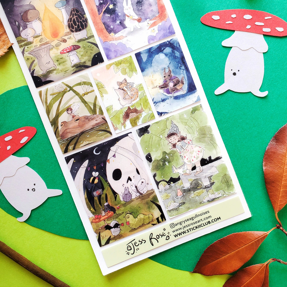 🍄💫 As night falls, @angryseagullnoises’ tiny adventurers set off on their moonlit quests! Mushrooms twirl ‘round the campfire, a bunny collects falling stars, and fairies hitch frog-back rides to hidden ponds. Every path leads to magic here—where bedtime is just the beginning of the adventure.