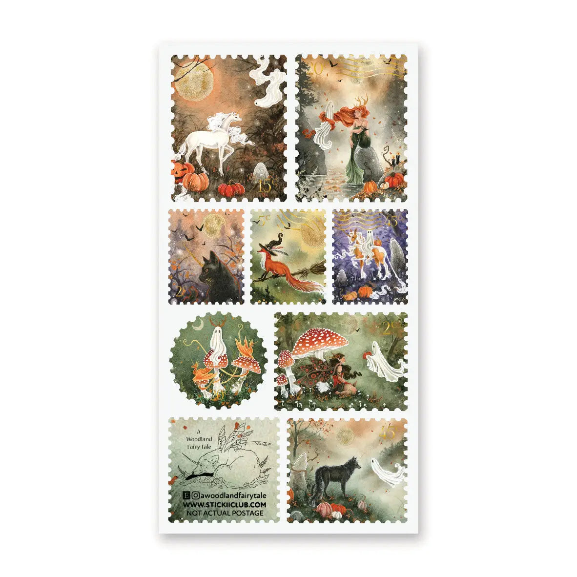 🍂🦌 Drift into a misty autumn fairytale with @awoodlandfairytale’s magical set. From ghostly forest wanderers and moonlit unicorns to mushroom glades, witchy flights, and enchanted woodland creatures, each illustration feels like a window into a storybook realm. With warm fall hues, dreamy textures, and soft supernatural charm, this collection captures the quiet magic of fall nights in the woods.
Art by: @awoodlandfairytale
Top Coating: None
Adhesive Layer: Paper
Backing Layer: Clear PET
6.69" x 3.54".
