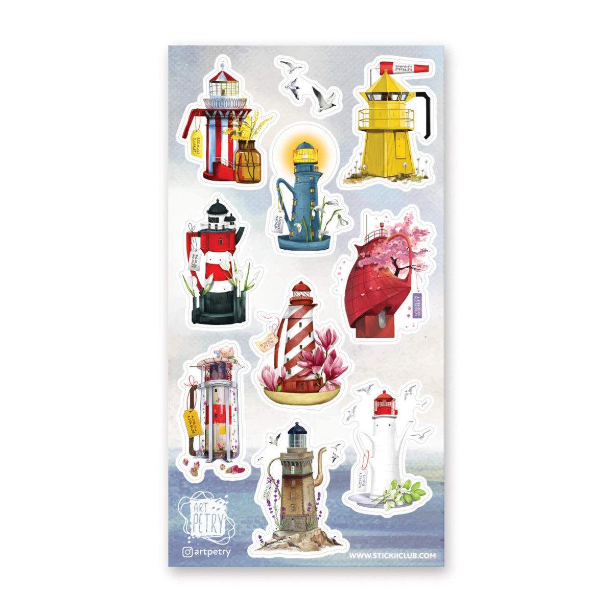 STICKII - Teapot Lighthouses Sticker Sheet