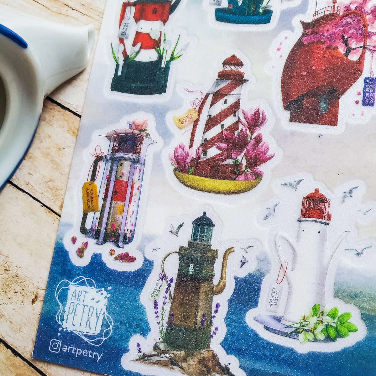 STICKII - Teapot Lighthouses Sticker Sheet