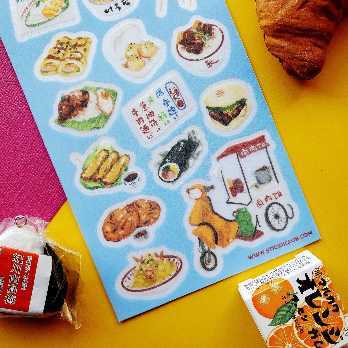 STICKII - Yummy Street Food Sticker Sheet
Grab some deliciousness on-the-go with our street food stickers! Have you ever wanted to lick a sticker sheet before? This is a first for us too...
Art by: @kawaiibroccolii
Top Coating: Matte
Adhesive Layer: PVC (plastic)
Backing Layer: Clear PET
6.69" x 3.54". Weight - 0.03lbs.
1 sheet included 