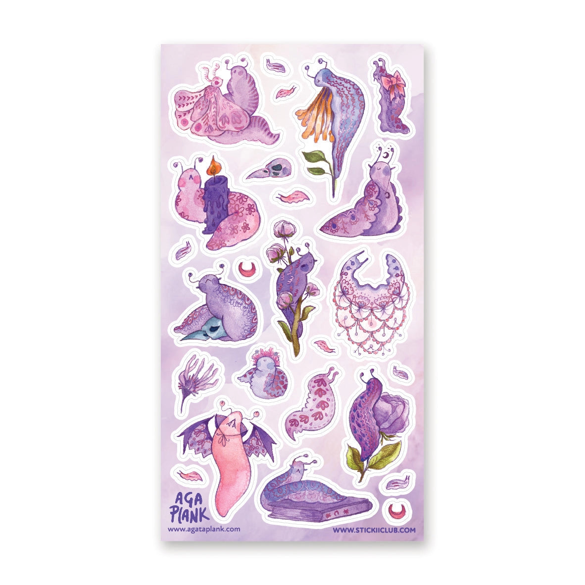 STICKII Gothic Garden Slugs Sticker Sheet
🐌💜 Okay what’s more magical than these gothic cuties from @agataplank? These slugs are dramatic and slow which is a such a vibe to strive for as they are dressed up in their softest florals, ruffliest lace, and you have to have a cape. Then do all the magical gothic activities with spooky gardens, spell books and charm!