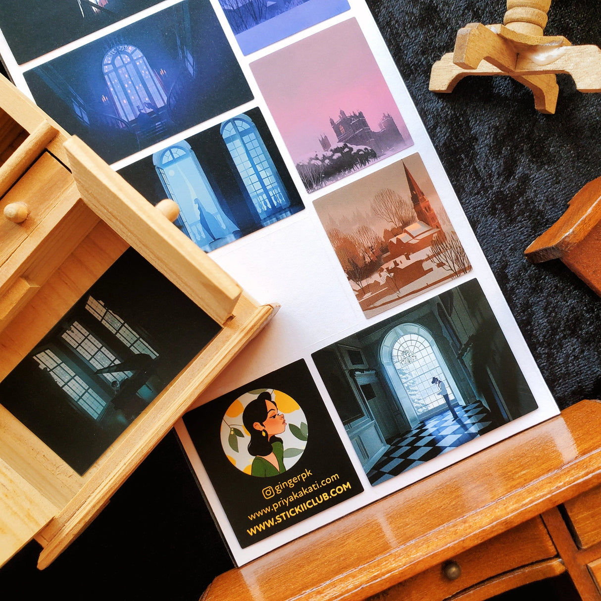 ❄️🪟 Wandering grand halls? Staring pensively out frosty windows? Skulking like you’ve got secrets? The stage is set for that knock that’s about to change your world! Whether it’s a lone figure by the window or a snow-covered village bathed in twilight, each gorgeous scene by @gingerpk feels like the start of a story you can’t wait to unravel. Art by: @gingerpk