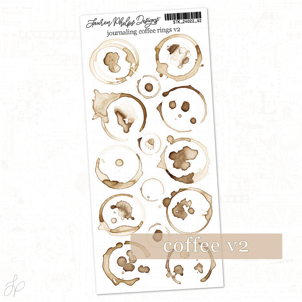 LPD Journaling Coffee Rings 2 | Classically Chic Basics Sticker Sheet