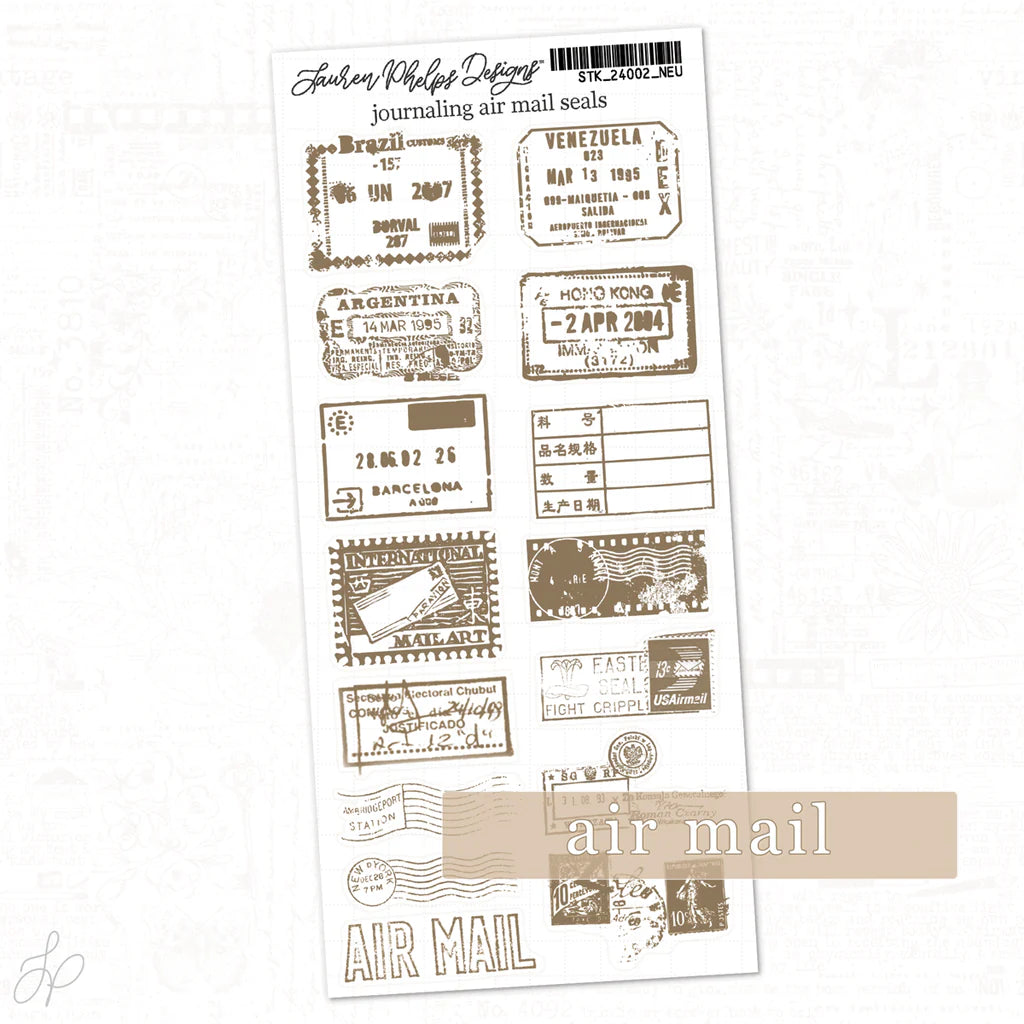LPD Journaling Air Mail Seals | Classically Chic Basics Sticker Sheet