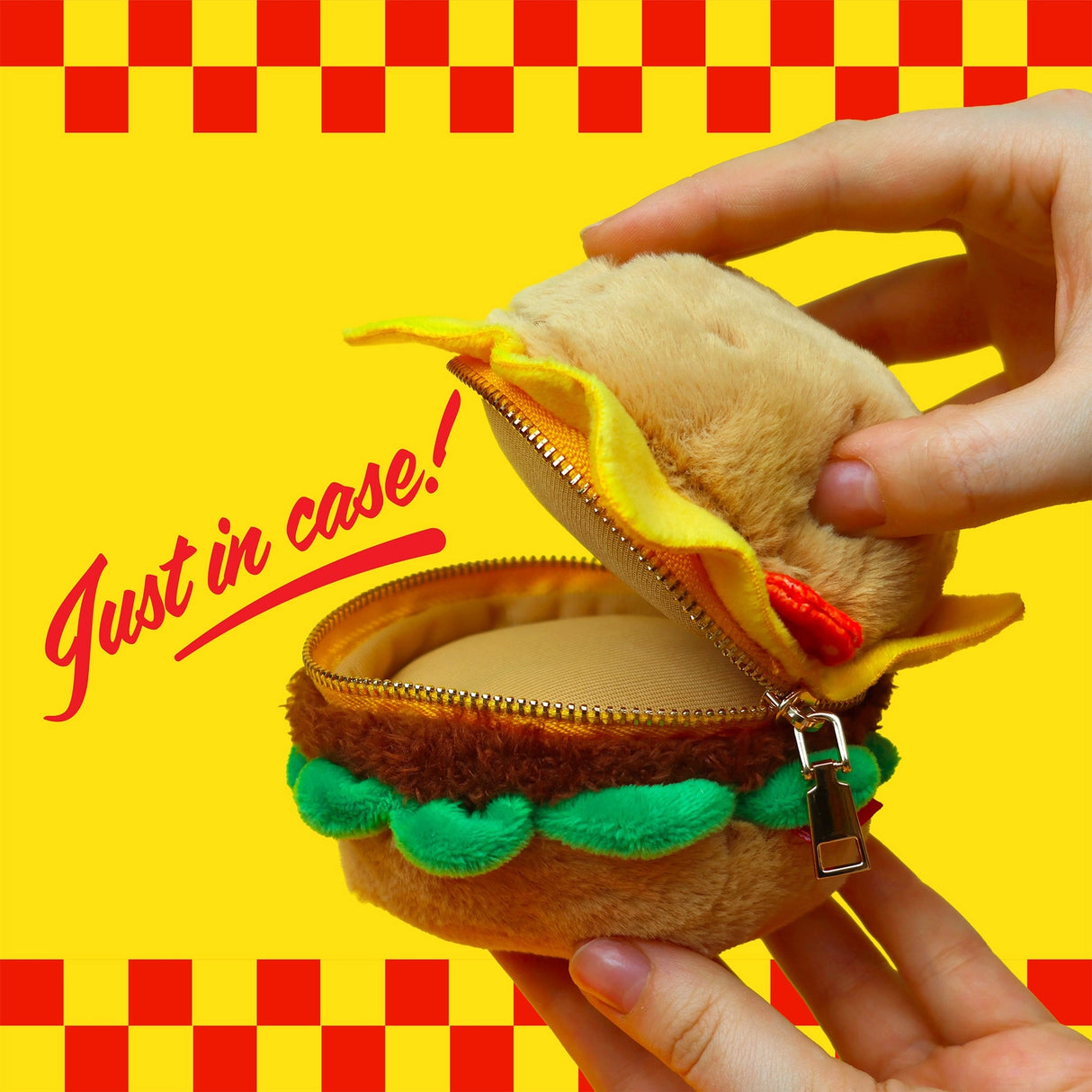 SUCK UK Plush Pouch - Hamburger
Plush burger shaped case with gold zip. Store your belongings amongst the salad and the melted cheese. Yum!
Juicy, tasty, sweet and sour. And very cute. Stuff your stuff into something soft, and squishy. Delicious looking plush zip pouches look like foodie treats but instead of calories, they hold your everyday essentials. From cheesy slices to sickly treats, each pouch is designed to be irresistible and practical. Perfect for pens, cables, cosmetics, or whatever bits and b