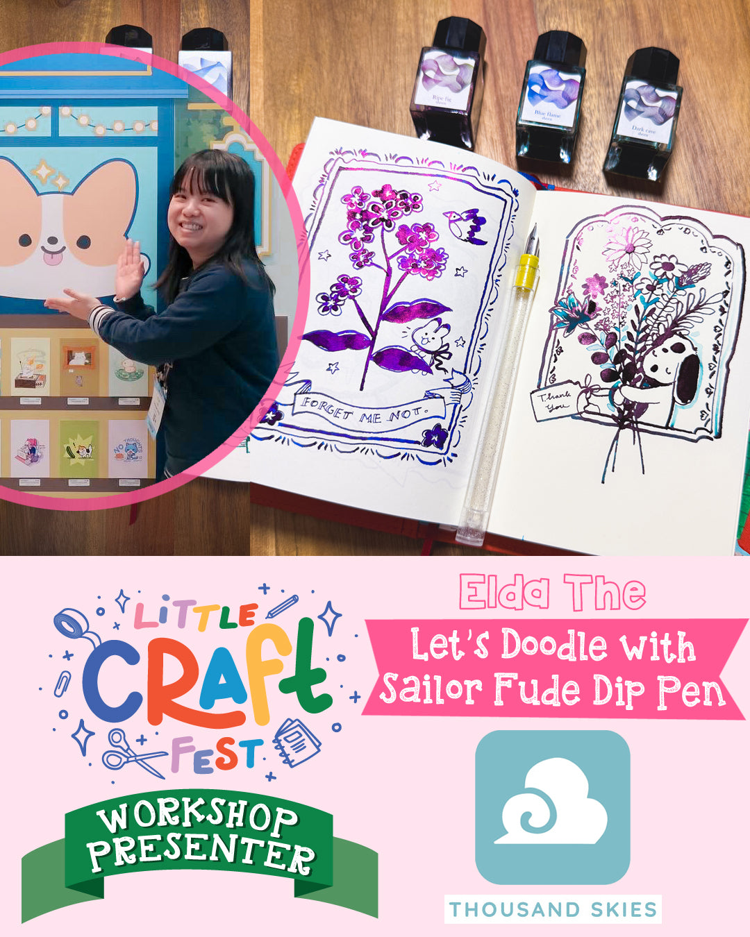 Let's Doodle with Sailor Fude Dip Pen with Elda The