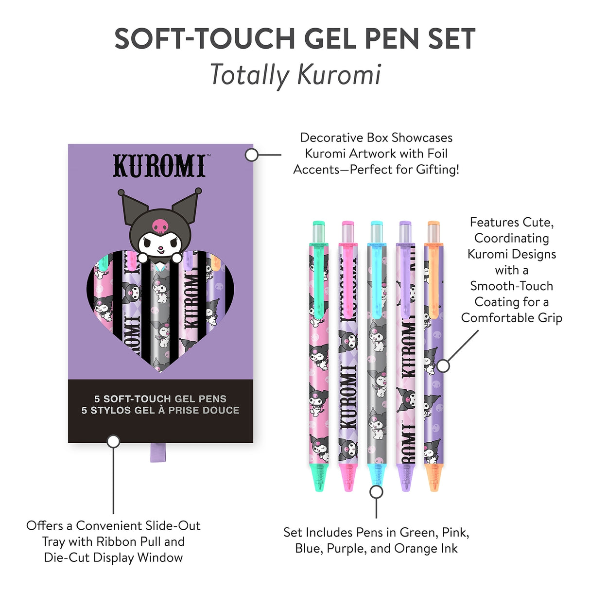 Sanrio Totally Kuromi™ Soft-Touch Gel Pen Set