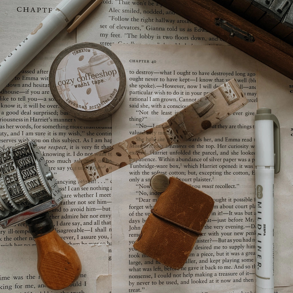 Washi tape with coffeeshop inspired doodles, apart of the cozy coffeeshop collection
15mm x 10m
color may vary slightly from your monitor
made in-house and handled with cozy care