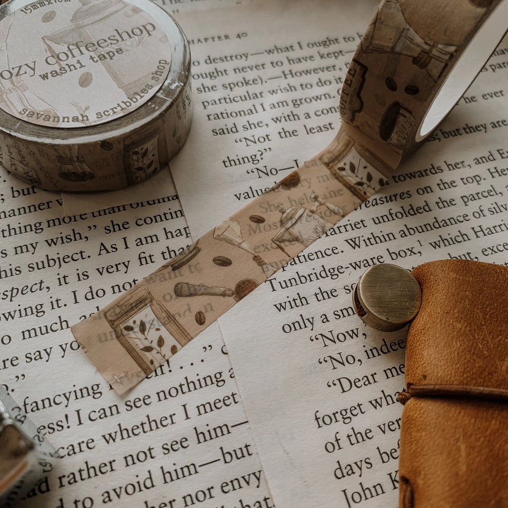 Washi tape with coffeeshop inspired doodles, apart of the cozy coffeeshop collection
15mm x 10m
color may vary slightly from your monitor
made in-house and handled with cozy care